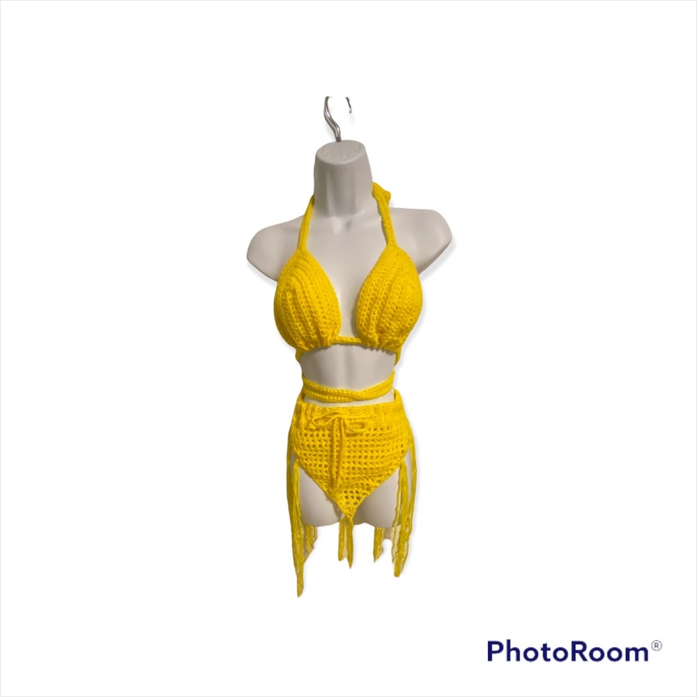 Handmade Bikini top / Mesh Beach cover up